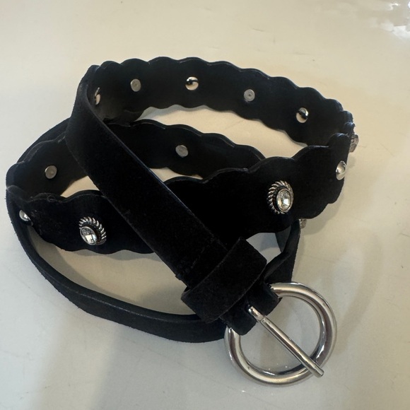 Sandro Black and Silver Belt with Punk-Inspired Studs 33” - Picture 2 of 2